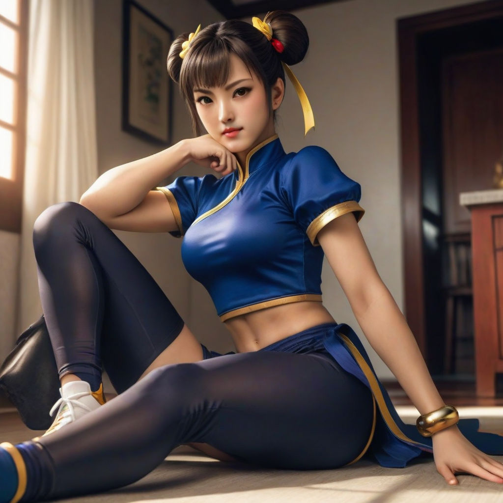 Street fighter Chun Li her costume posing