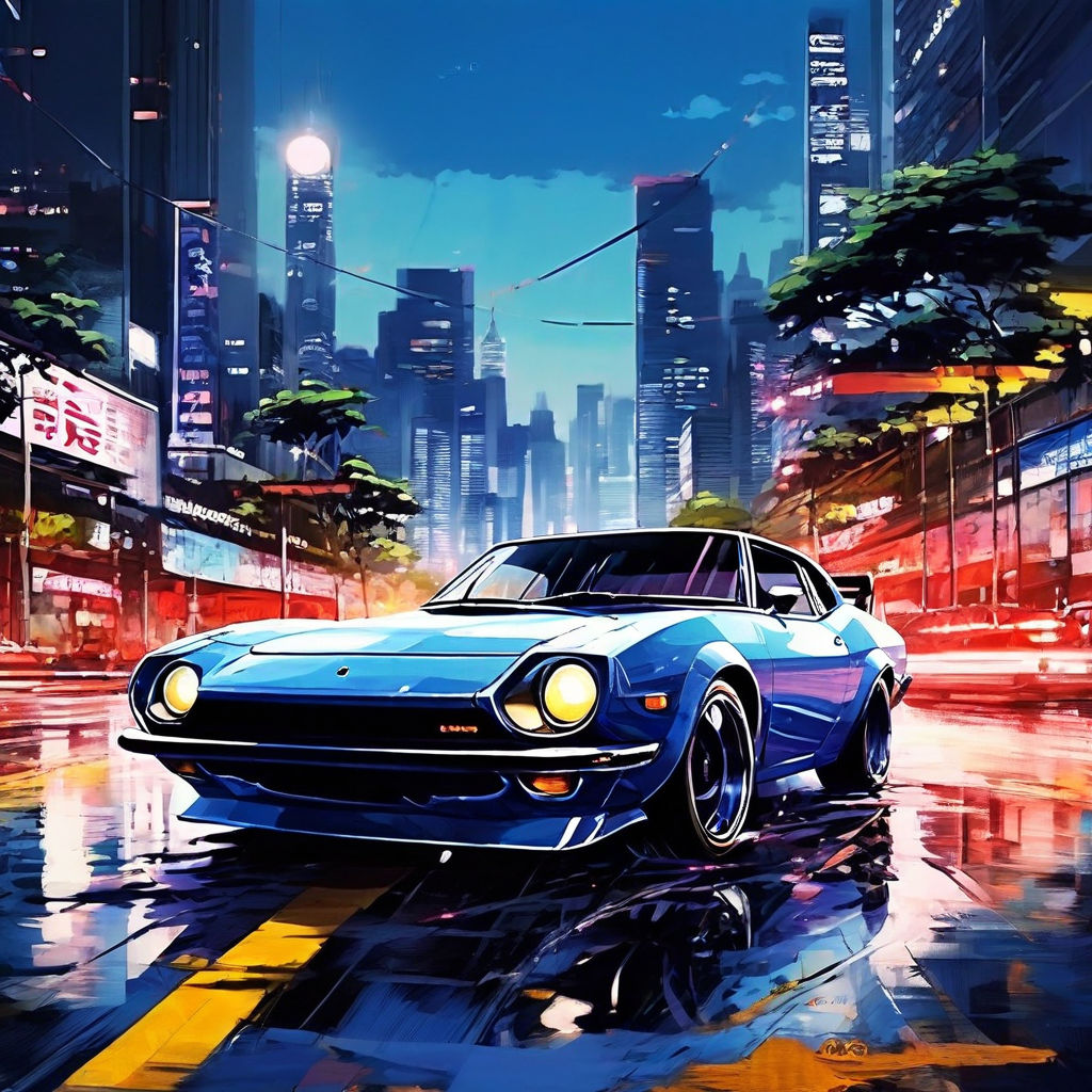 Wangan Midnight anime style poster of Miami