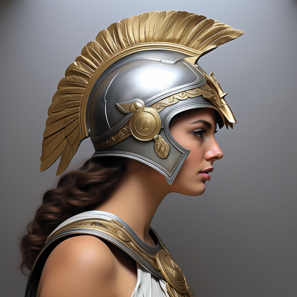 Athena side profile portrait hyper realistic wearing the Cor... by ...