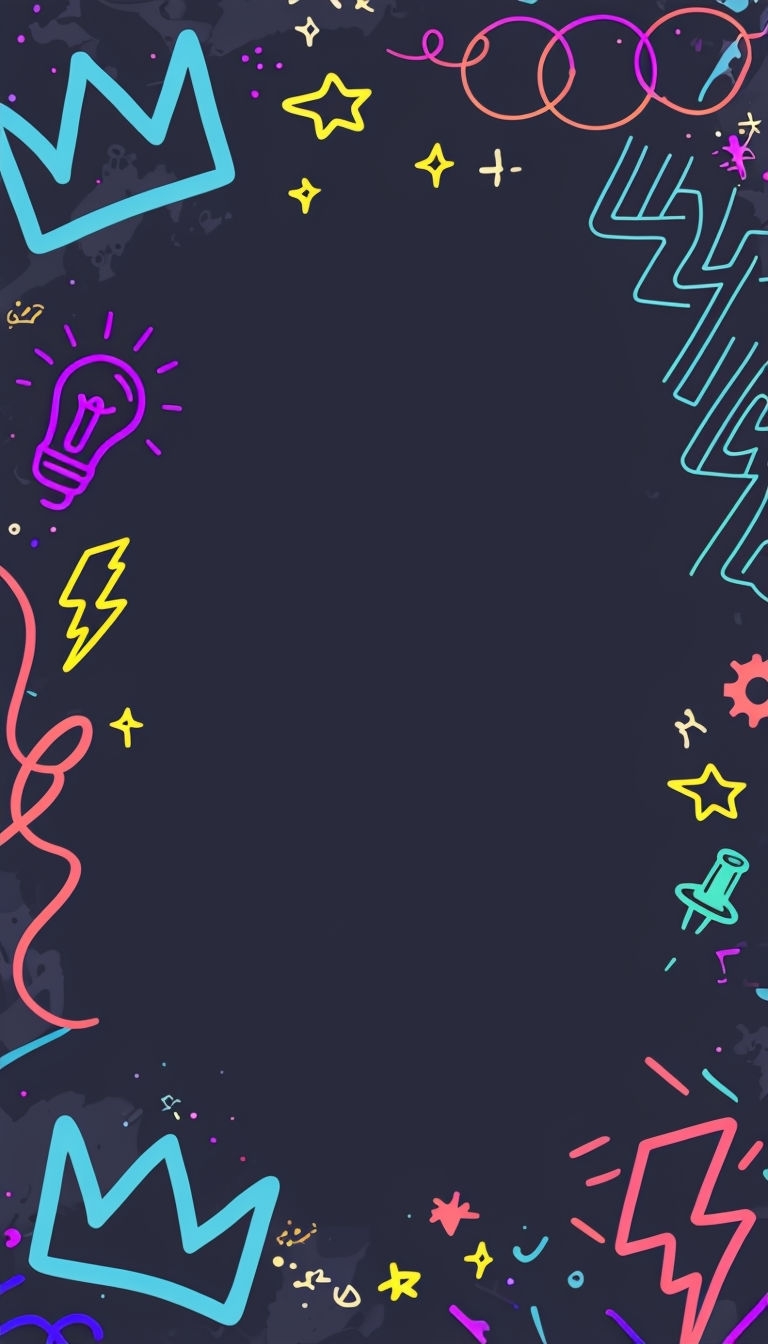 Vibrant Neon Doodle Frame with Central Blank Space Design Social Media Post