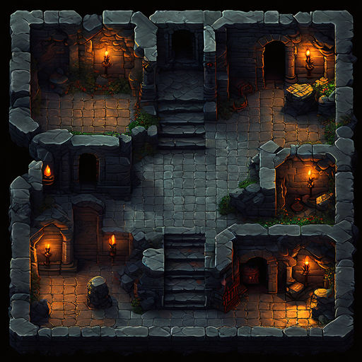 Create an isometric dungeon map of a kobold lair 102 squares... by ...