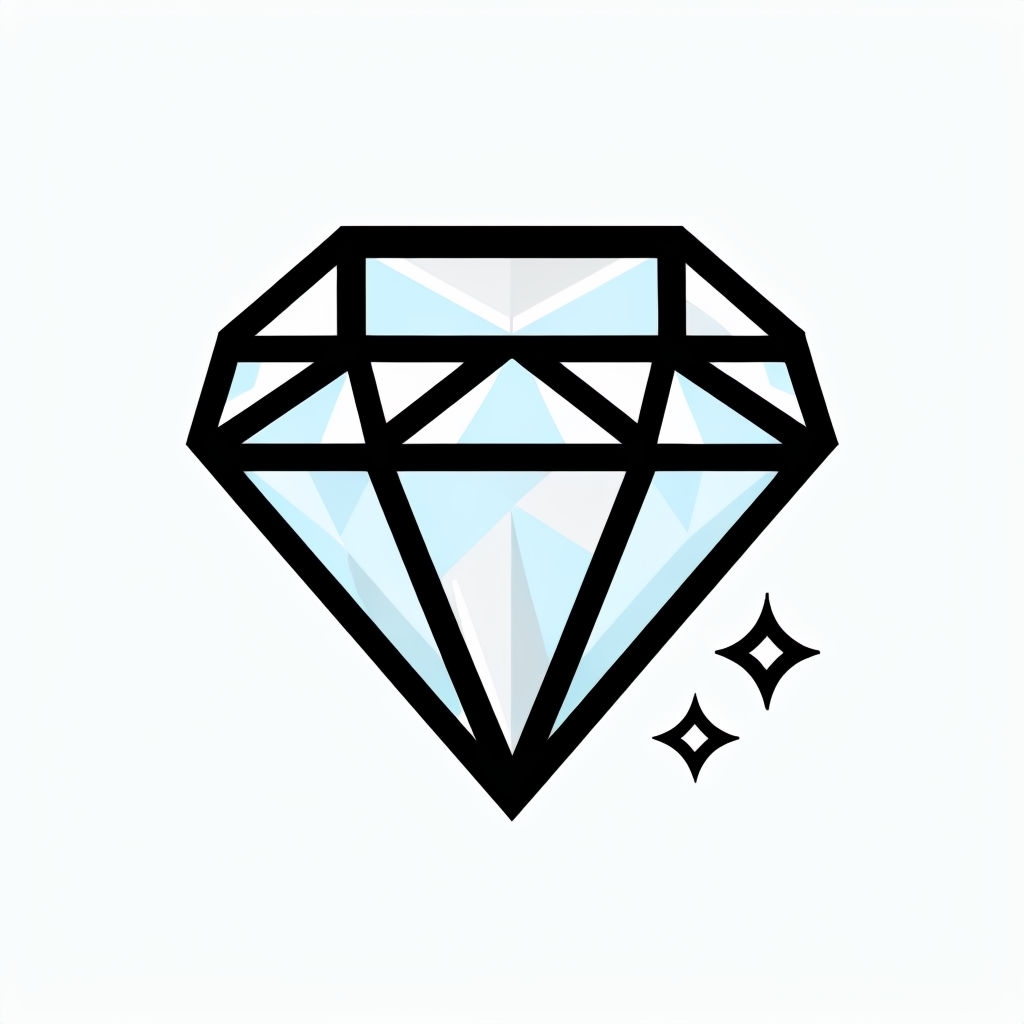 Stylized Flat Diamond Gemstone Vector Illustration Sticker