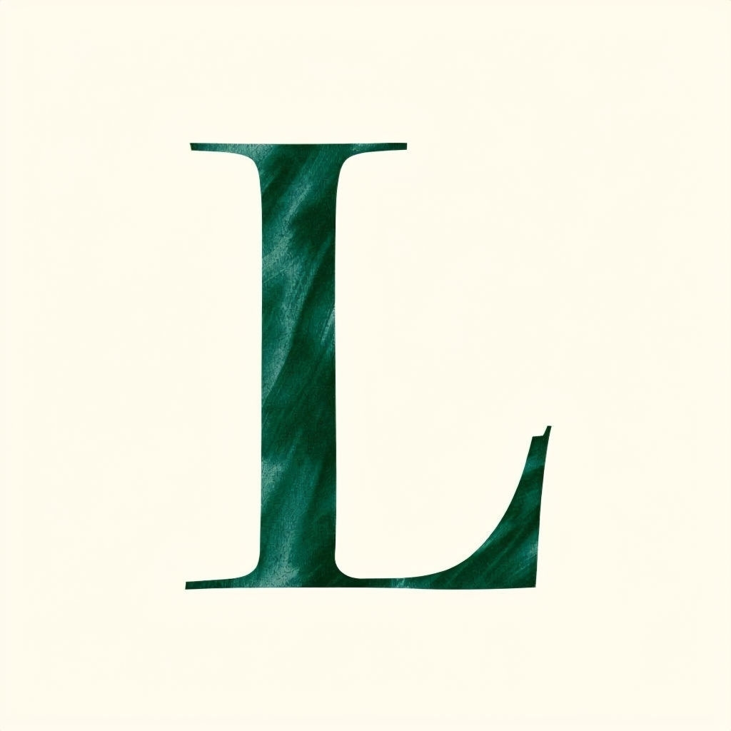 Elegant Forest Green Serif L Monogram Design on Cream Background Monogram