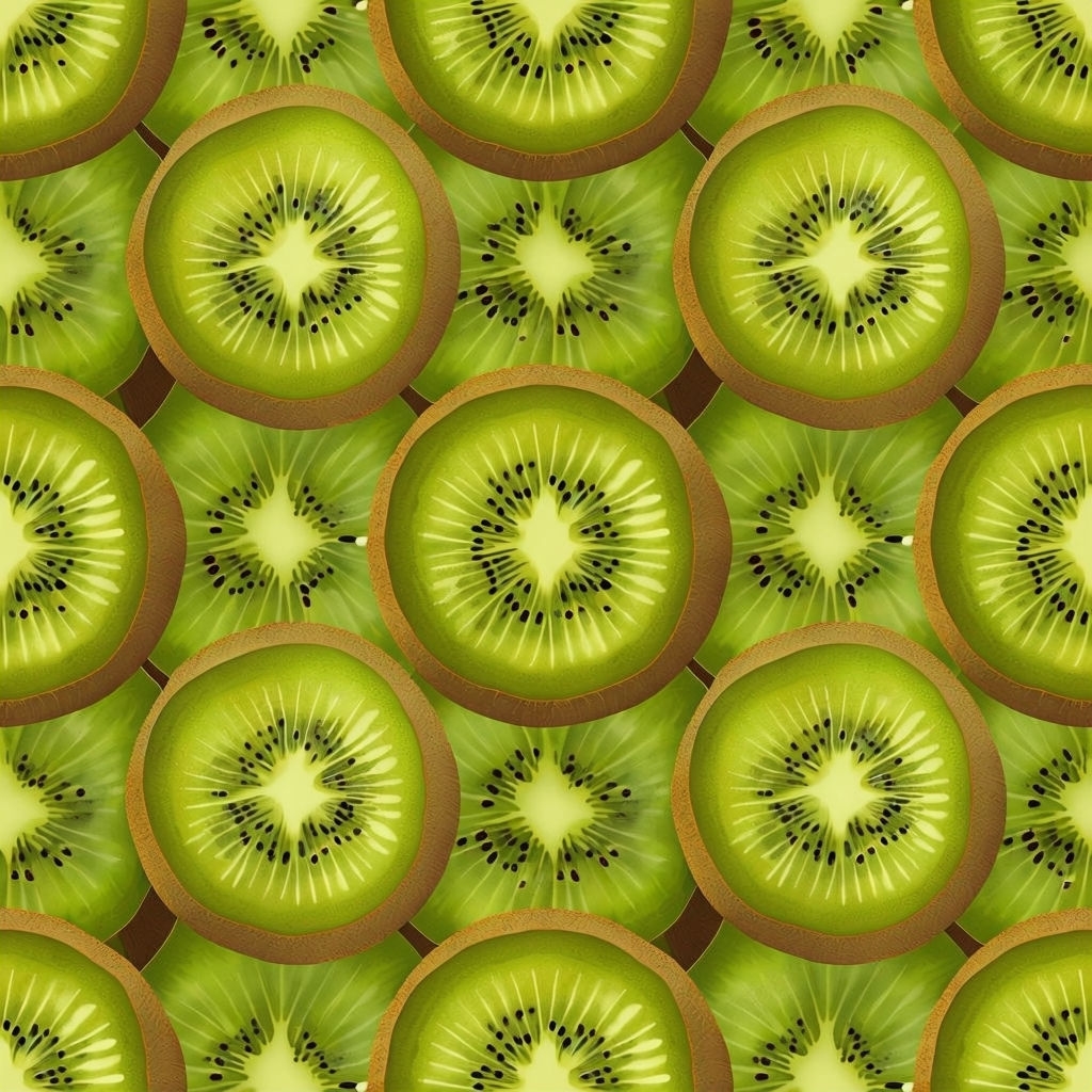 Vibrant Kiwi Slices Symmetrical Seamless Pattern Design Seamless Pattern