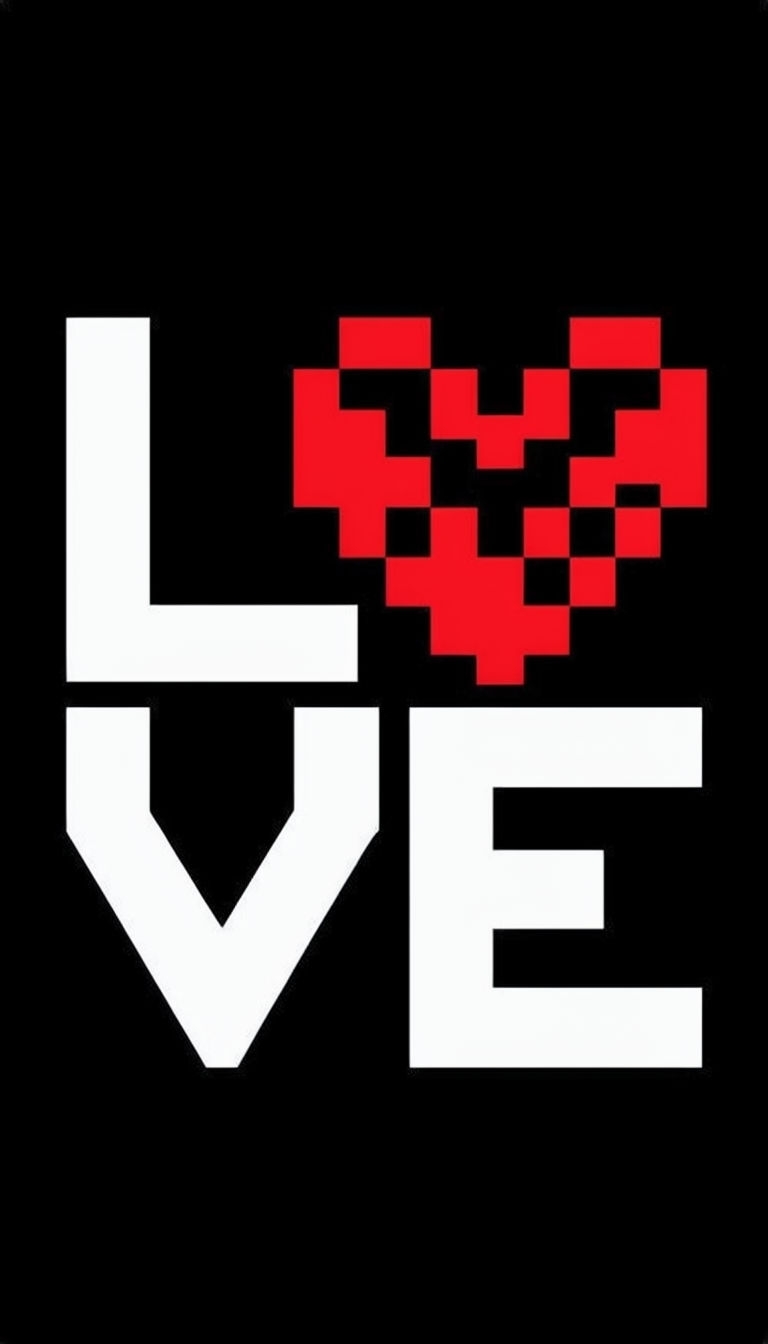 Modern Pixelated LOVE Design with Retro Heart Phone Case Cover