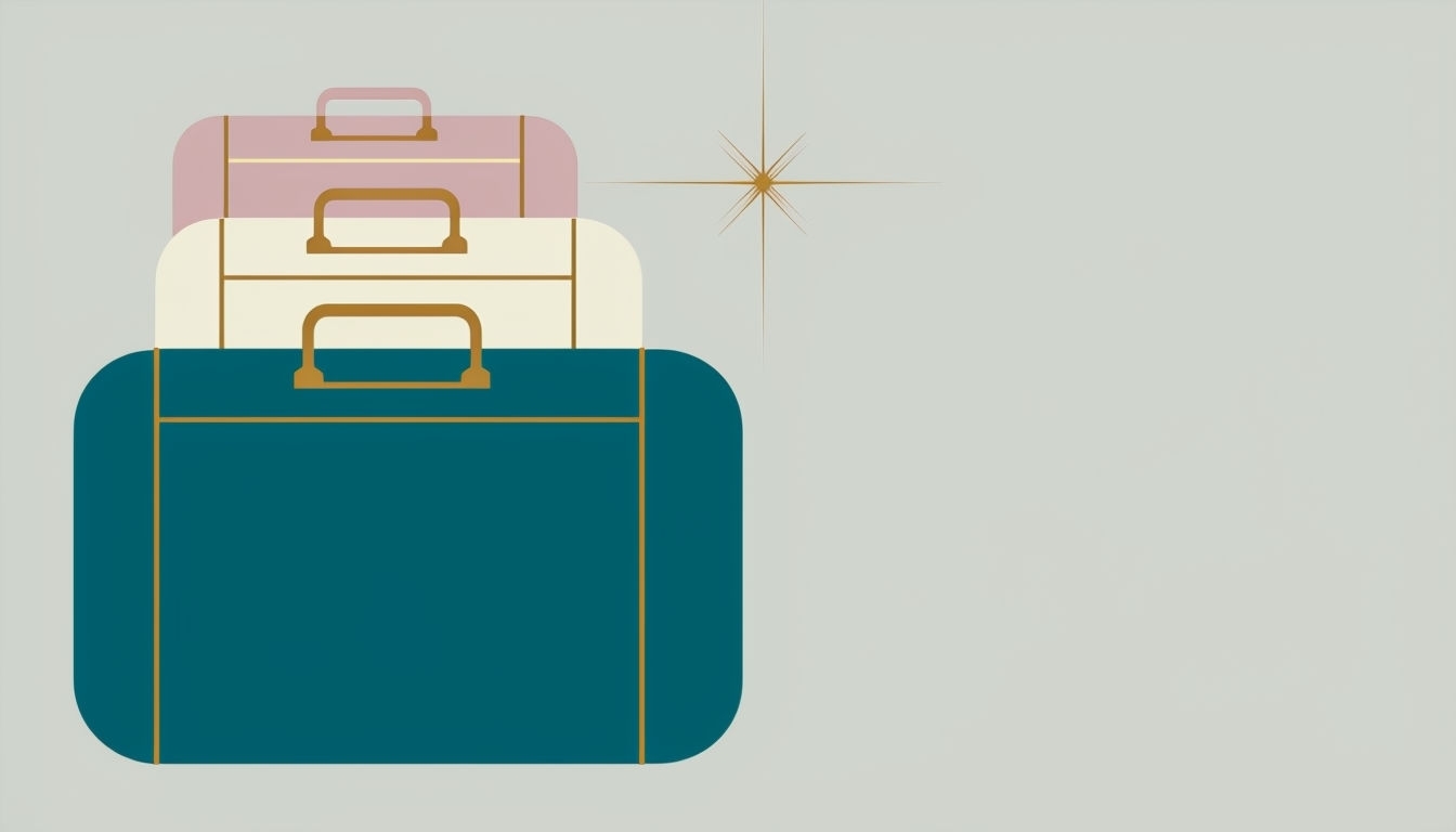 Chic Minimalist Abstract Stacked Luggage Wallpaper Design Virtual Background