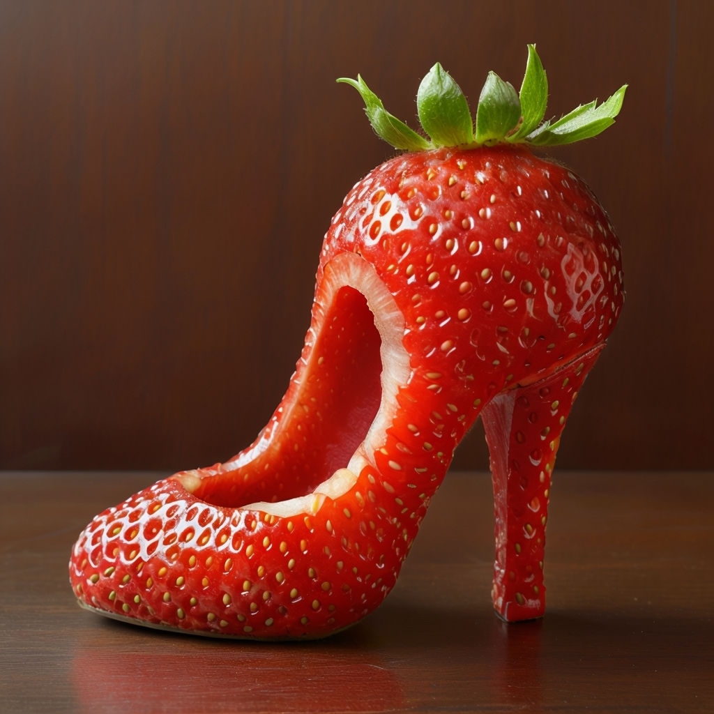 Creative Strawberry High-Heeled Shoe Sculpture Photography Art