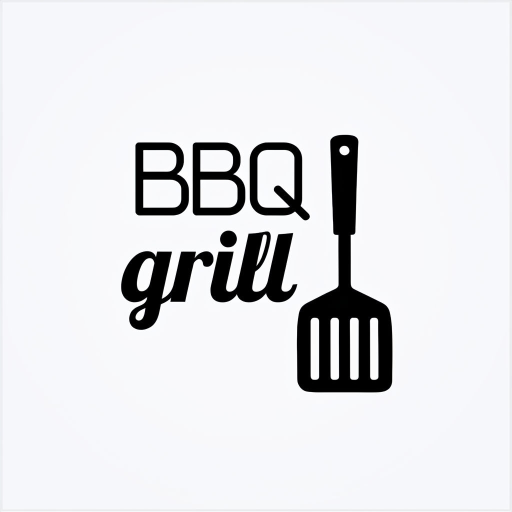 Modern Minimalist BBQ Grill Icon and Typography Art