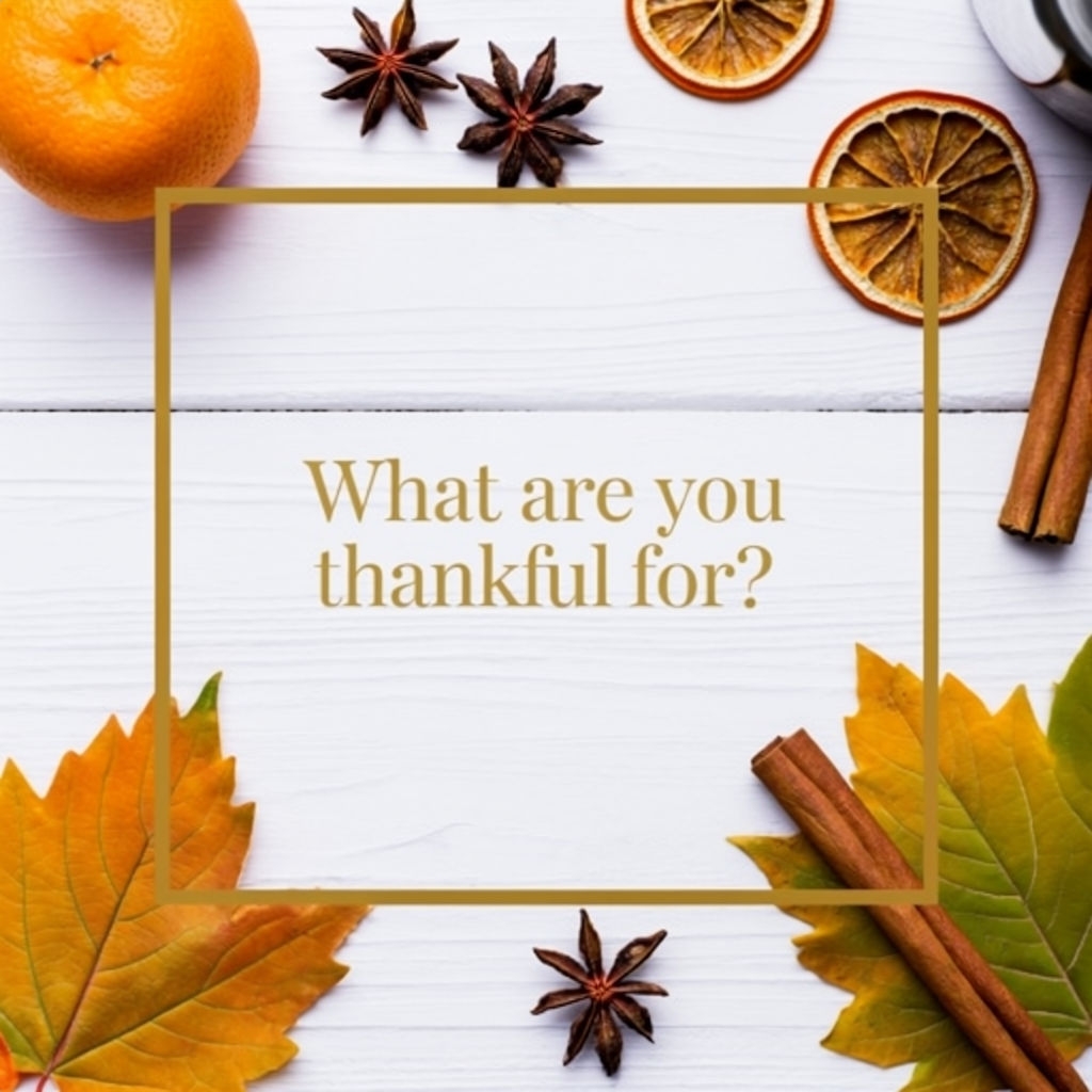 Autumn Gratitude Flat Lay with Seasonal Elements Social Media Post