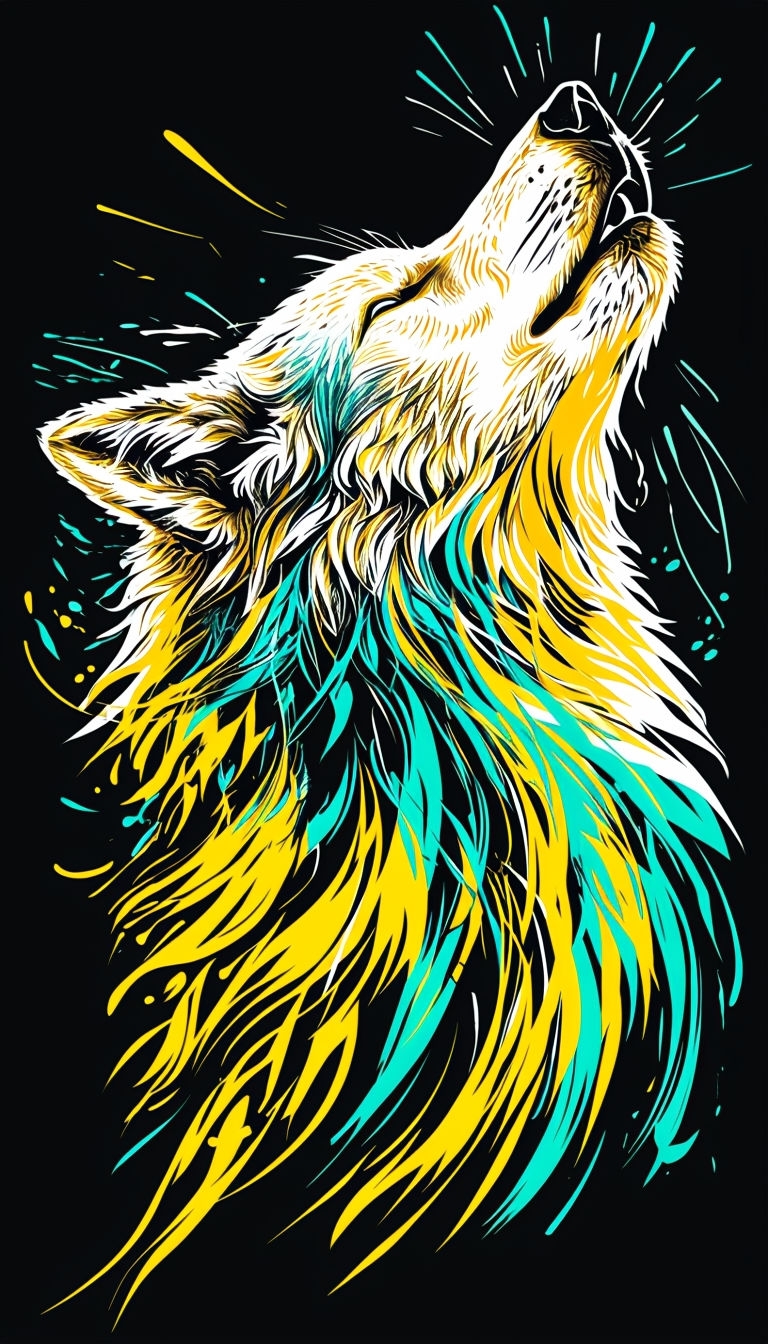 Majestic Howling Wolf Line Art Illustration Phone Case Cover
