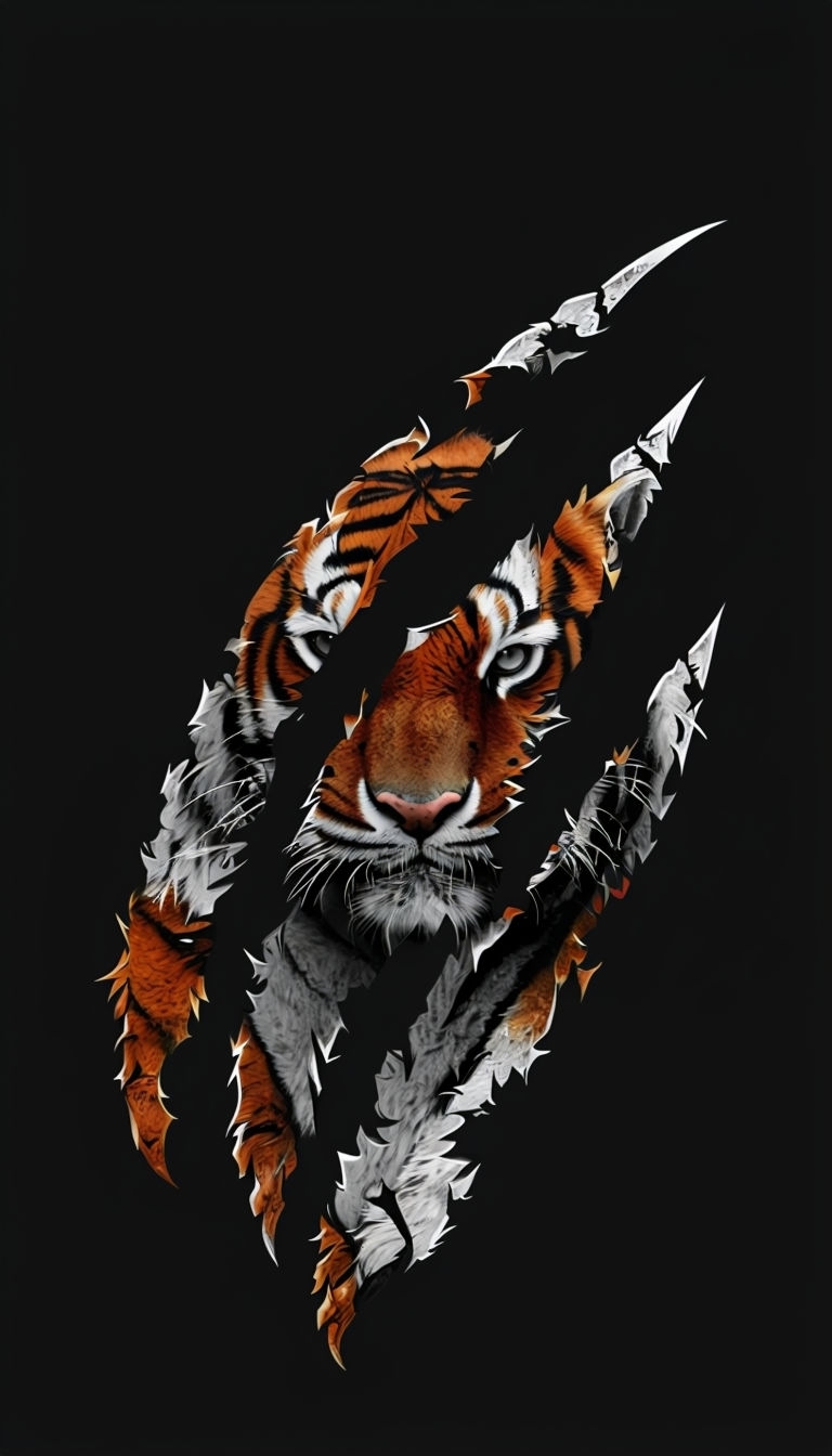 Bold Tiger Claw Scratch Art with Fierce Face T-Shirt
