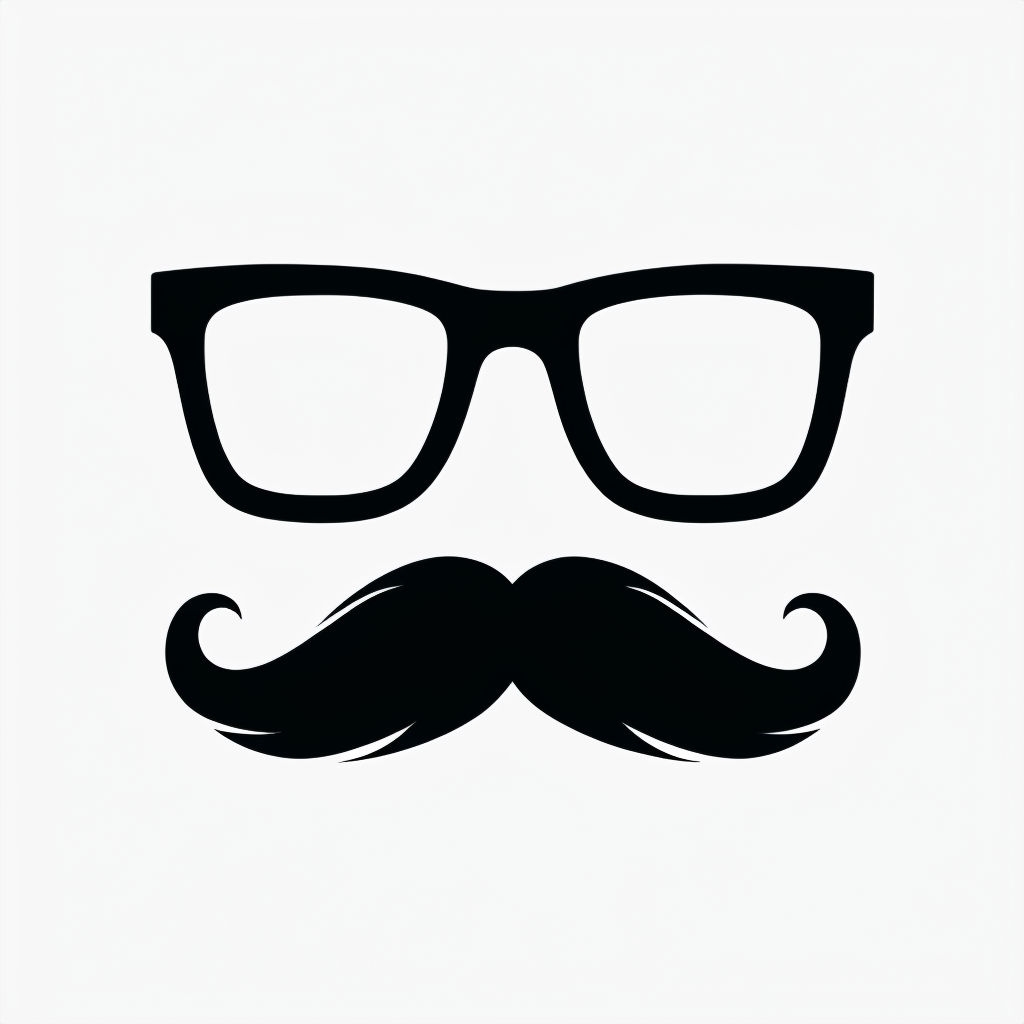 Minimalist Black-Rimmed Glasses and Mustache Illustration Mug