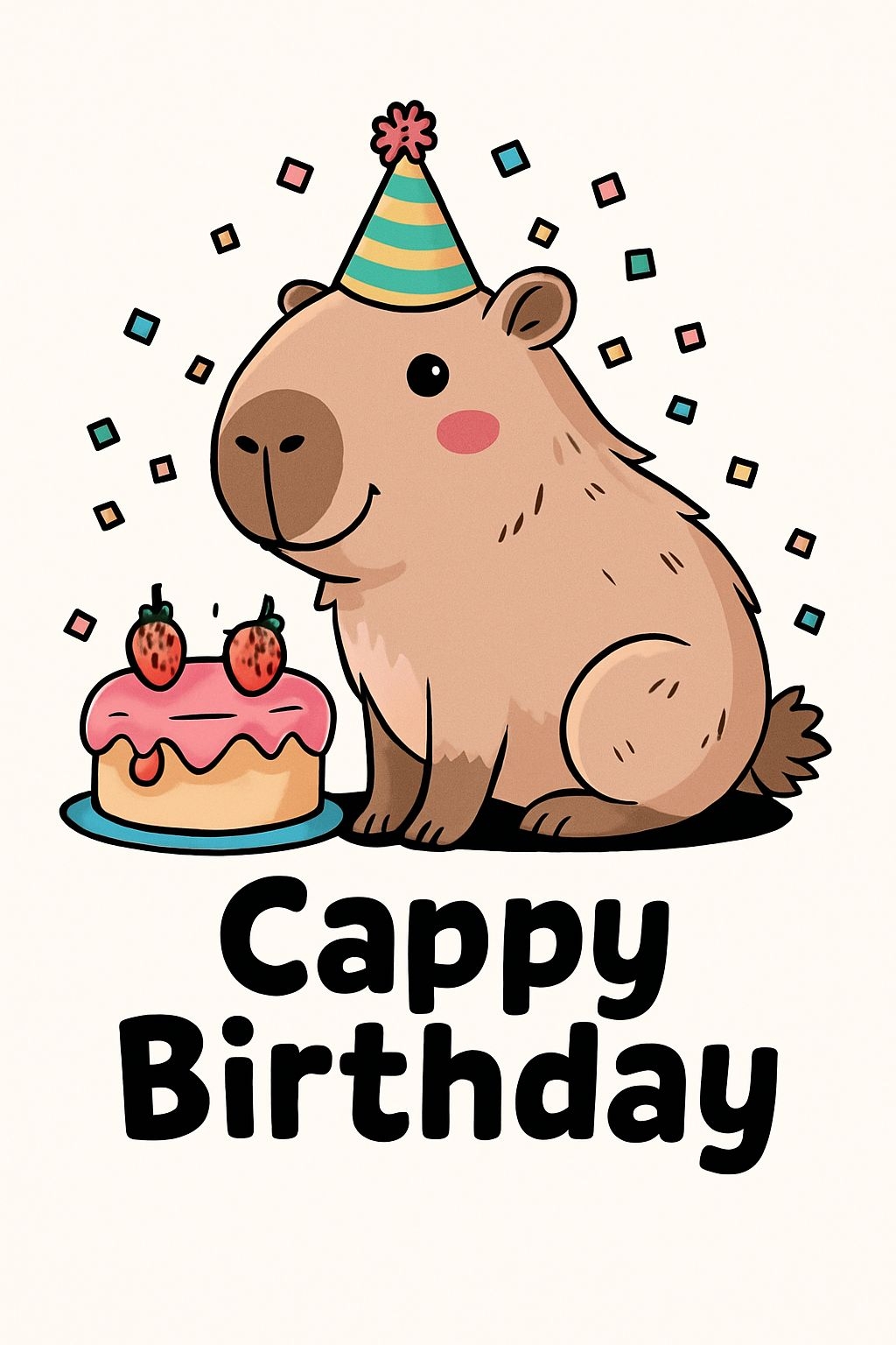 Cheerful Capybara Birthday Celebration Card Design Illustration Cards & Invites
