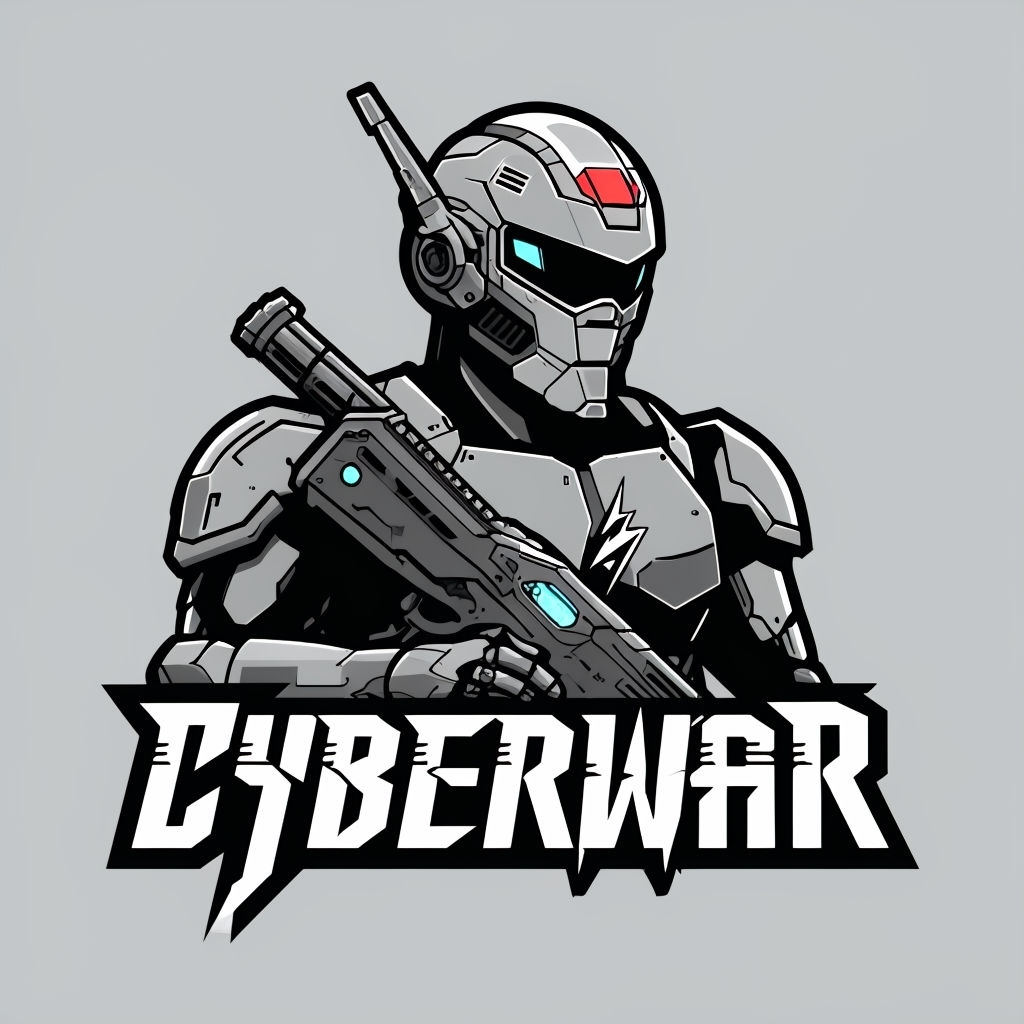 Futuristic Cyberwarrior Robotic Sticker with Digital Design