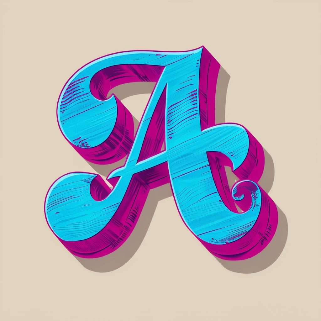 Vibrant Blue and Magenta Decorative 'A' Monogram Illustration Monogram