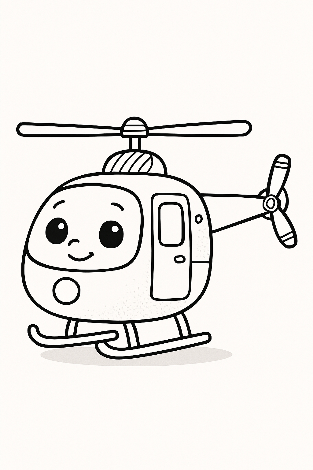 Cute Cartoon Helicopter Illustration for Coloring Book Pages