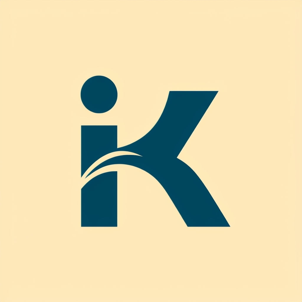 Modern Minimalist Teal IK Logo Design on Beige Background Logo