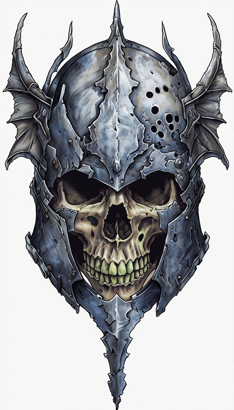 Gothic Skull Helmet Illustration in Dark Medieval Style Mobile Wallpaper