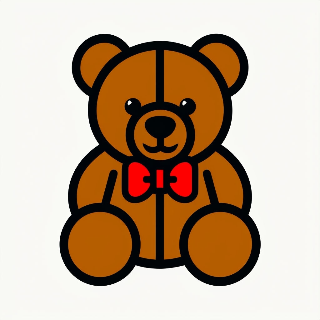 Classic Teddy Bear Flat Vector Illustration Sticker