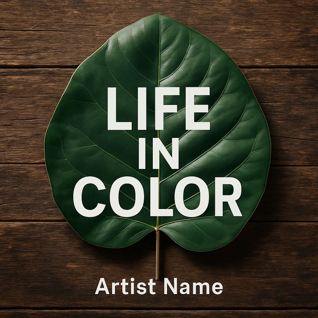 Life in Color Modern Leaf and Wood Typography Design Spotify Album Cover