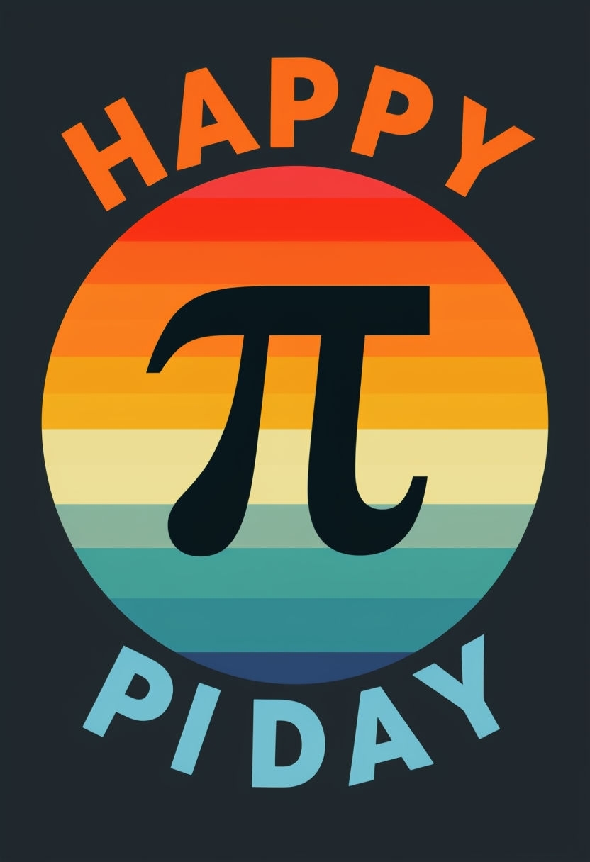 Vibrant Pi Day Celebration Design with Colorful Emblem Card