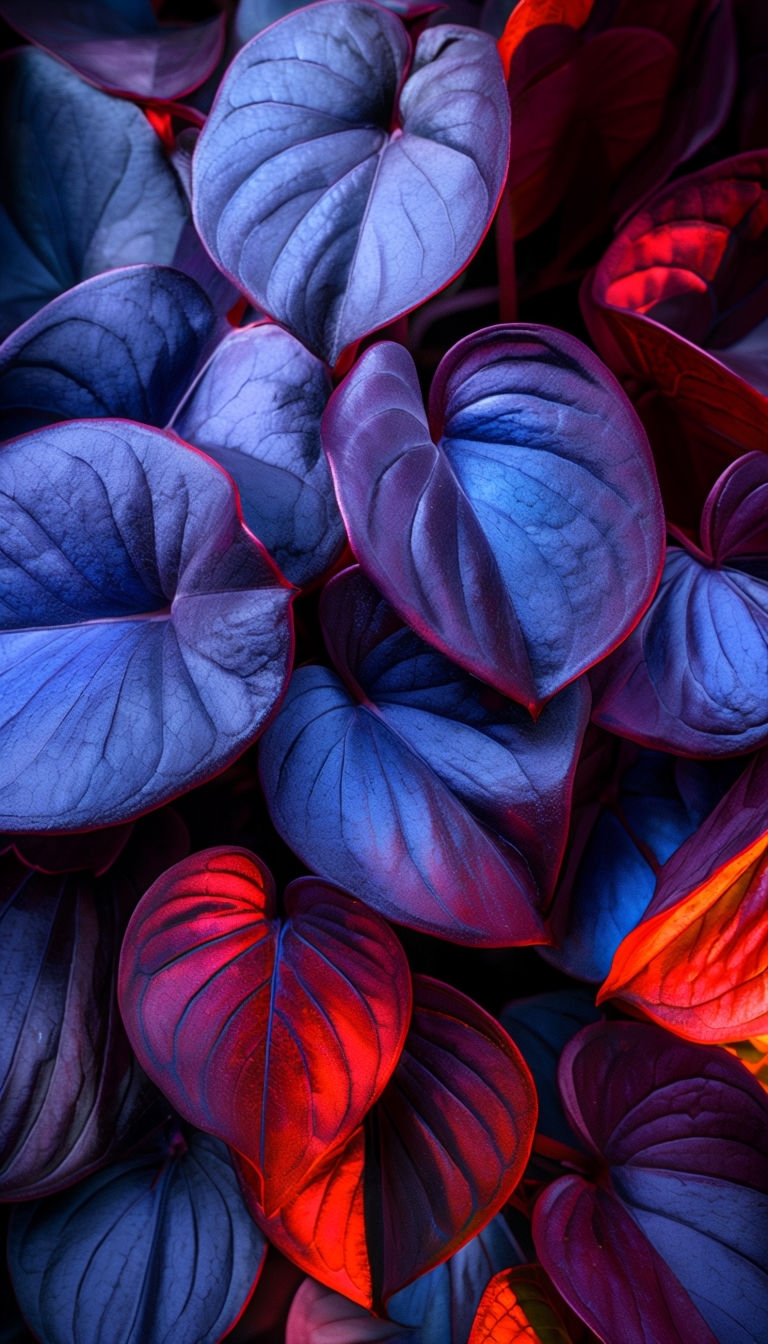Dramatic Close-Up of Colorful Peperomia Leaves Mobile Wallpaper