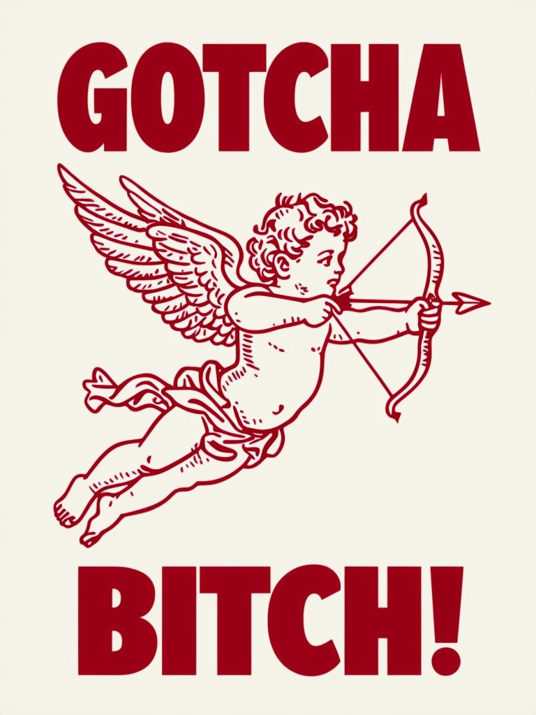 Vintage Cupid Gotcha Bitch Graphic T-Shirt