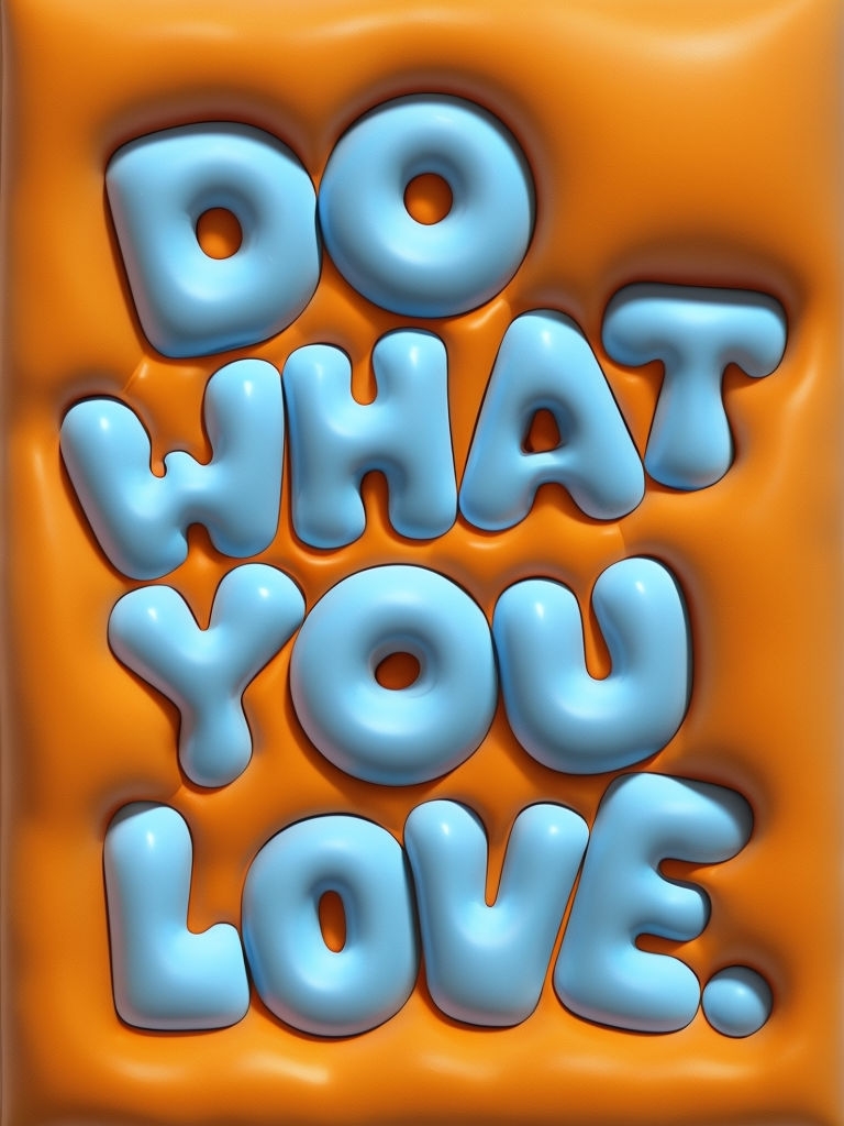 Playful 3D 'Do What You Love' Text on Orange Background Poster