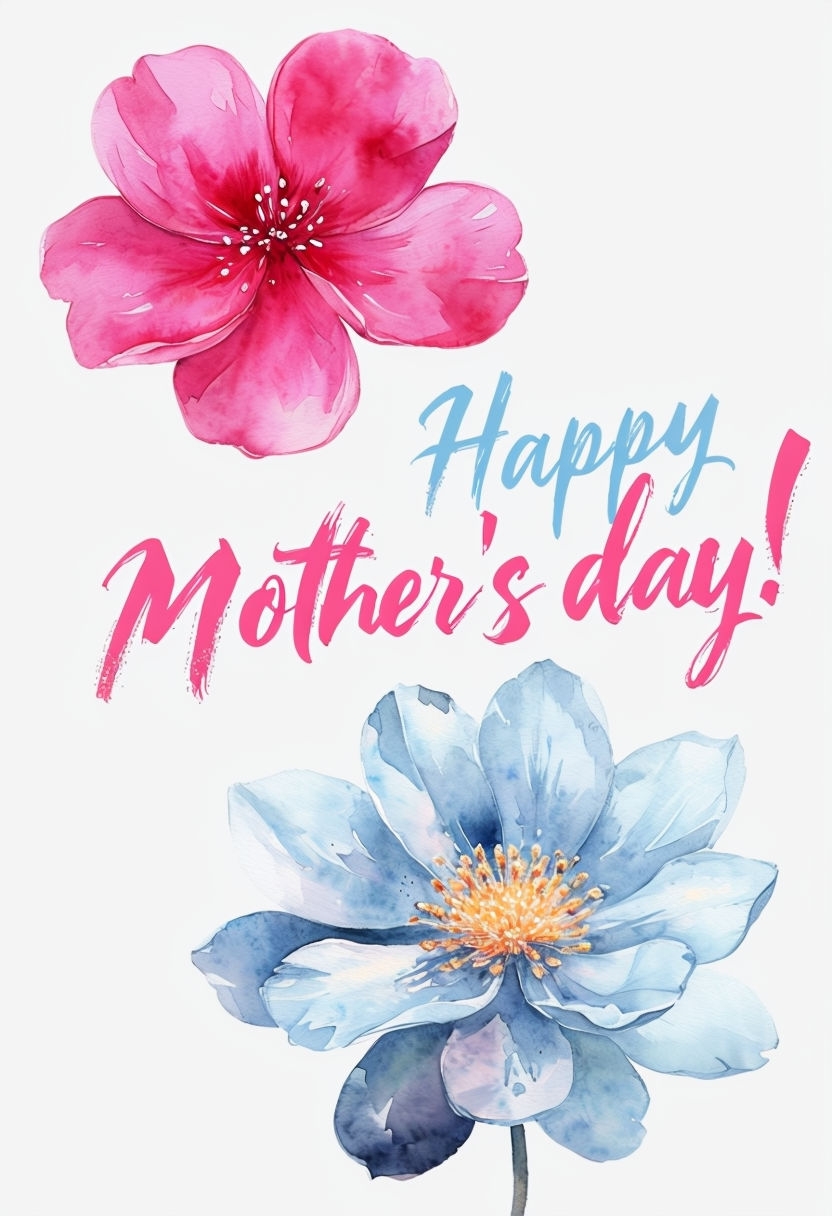Vibrant Watercolor Flowers Mother's Day Greeting Card Design Cards & Invites