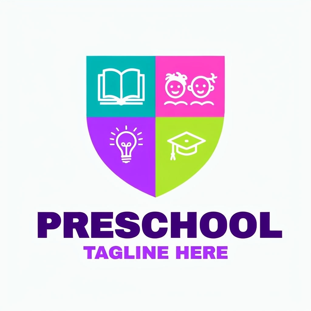 Colorful Four Section Preschool Education Logo Design