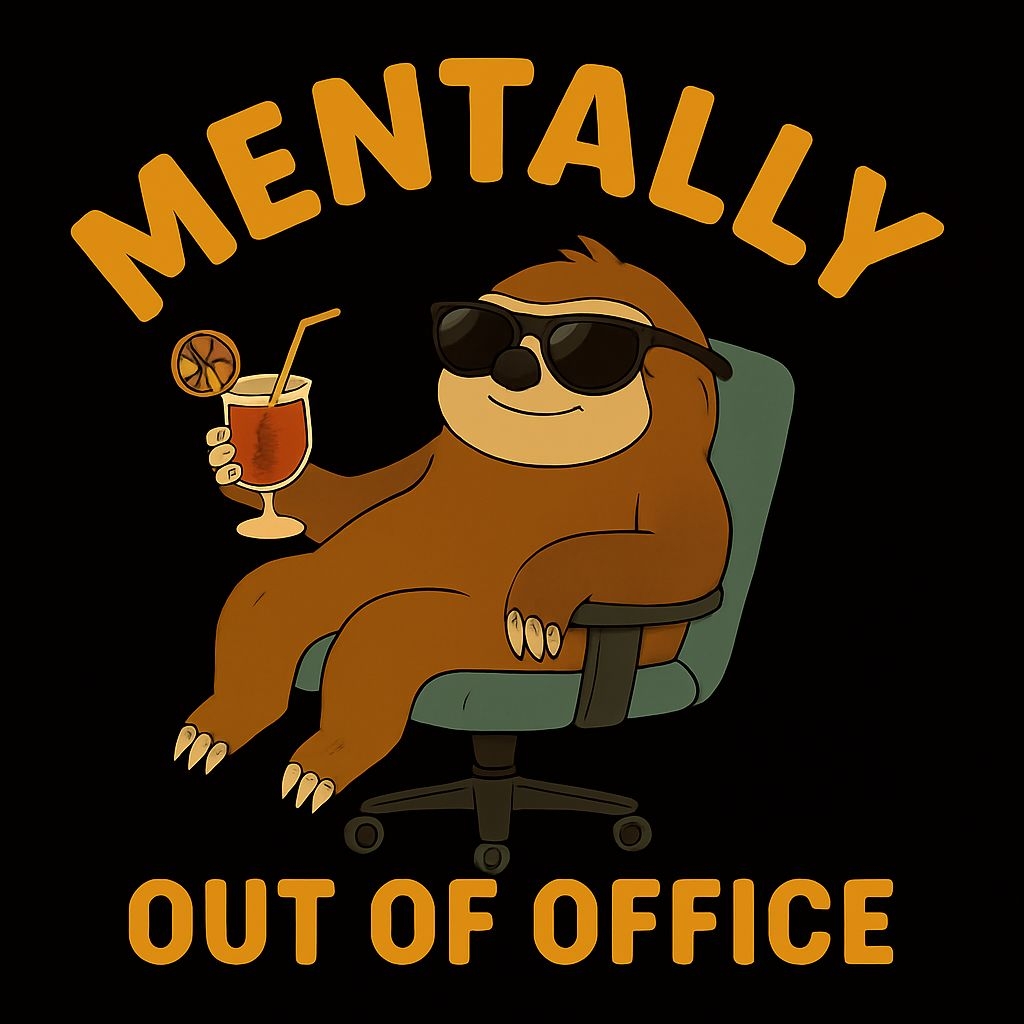 Relaxed Sloth Out of Office Cartoon T-Shirt