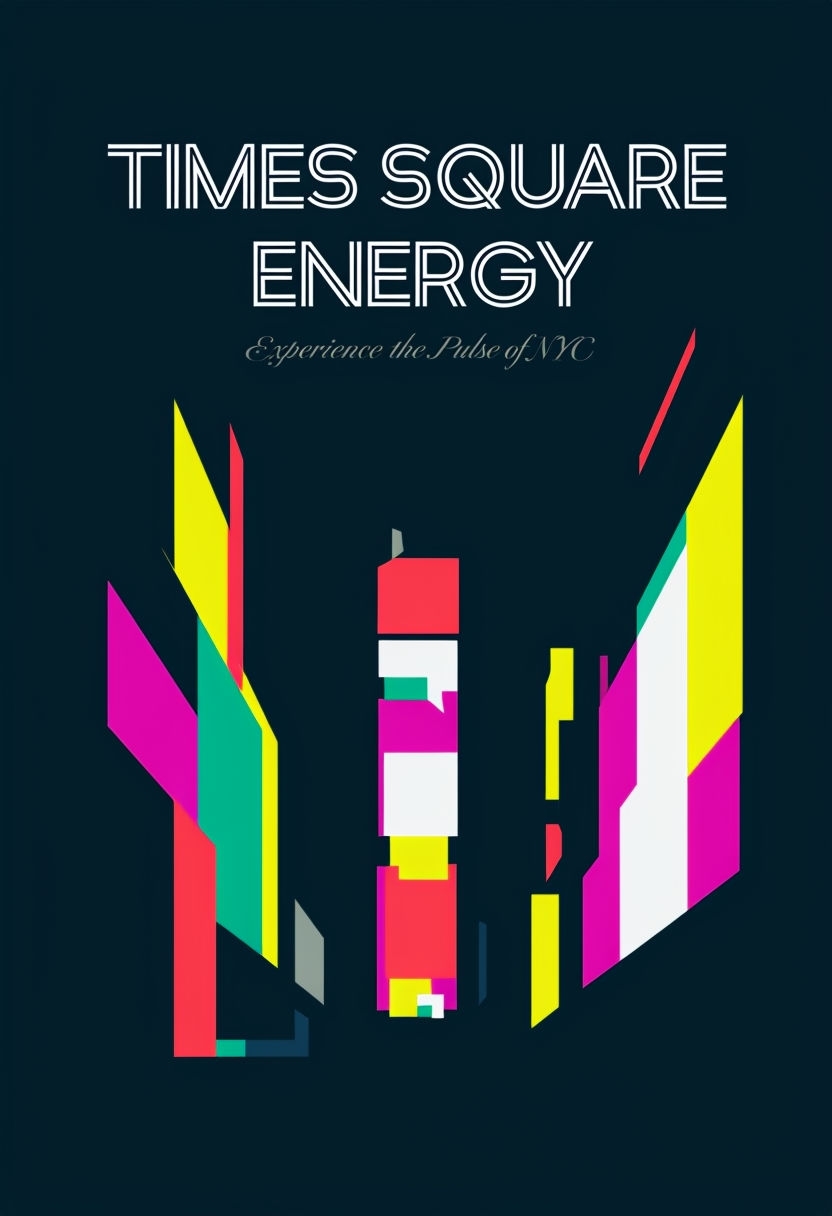 Vibrant Times Square Energy Minimalist Poster with Abstract Neon Shapes