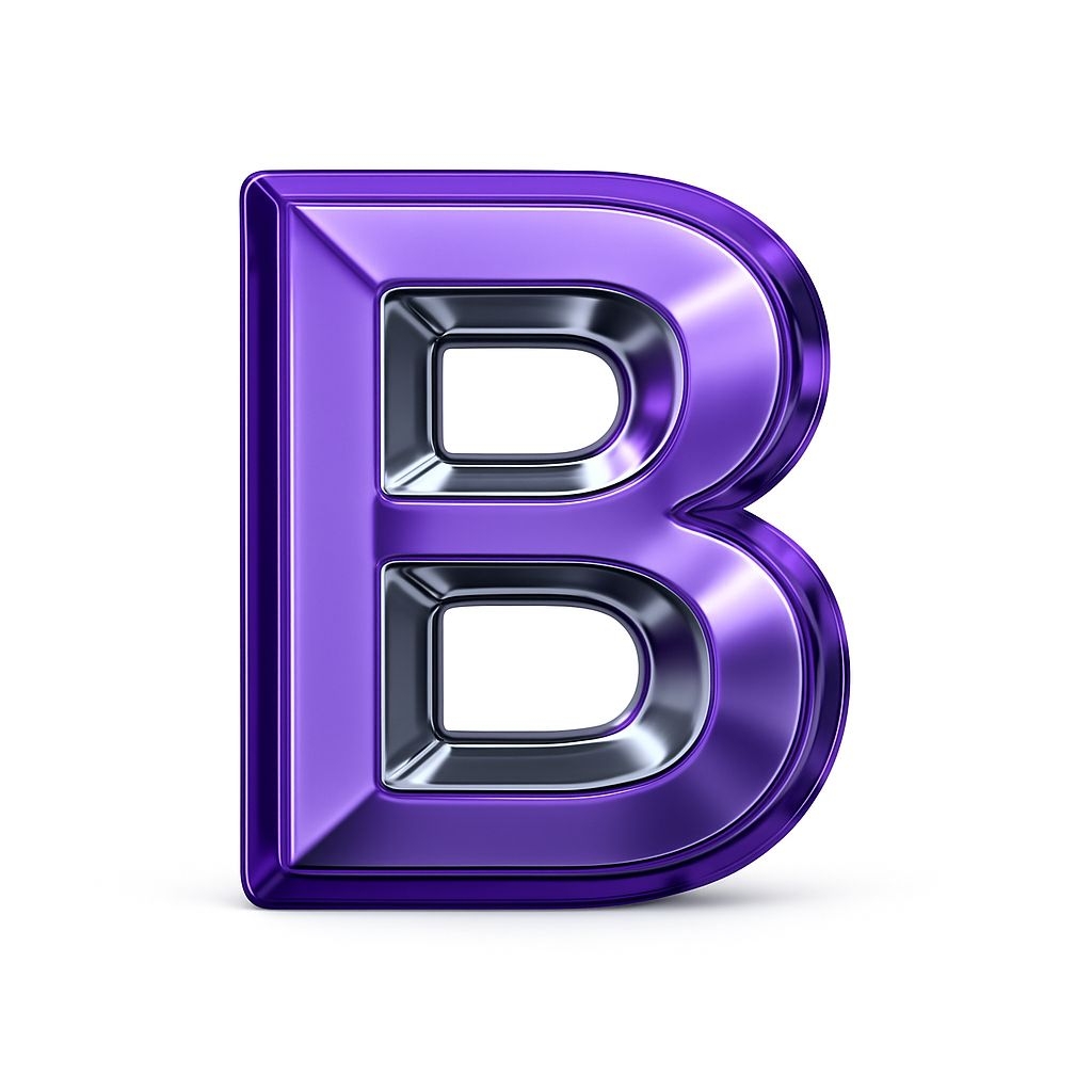 Metallic Purple 3D Letter B Monogram Design