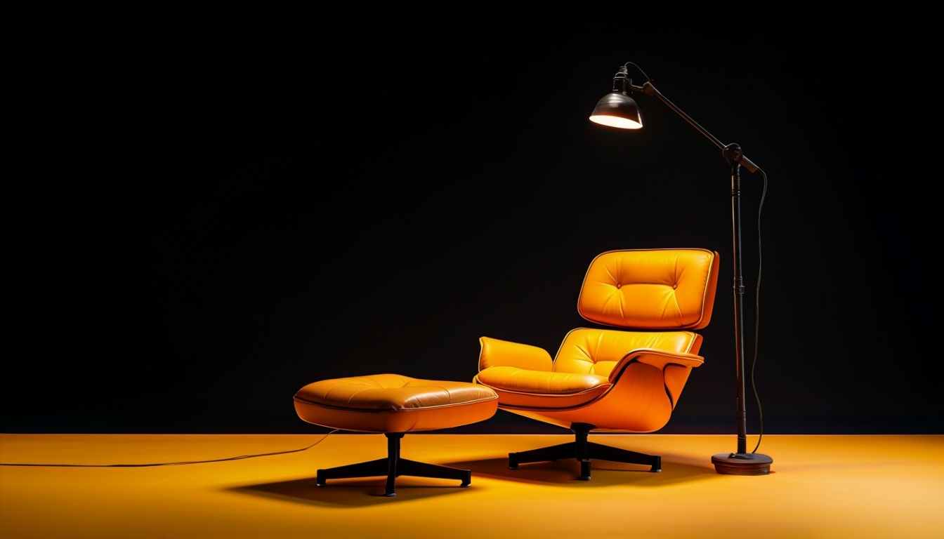 Modern Orange Yellow Lounge Chair Minimalist Photography Virtual Background