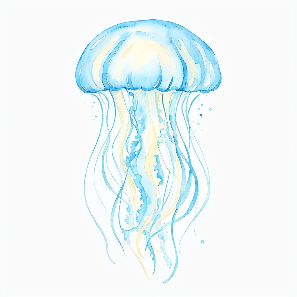 Tranquil Sky Blue Watercolor Jellyfish Illustration Mug