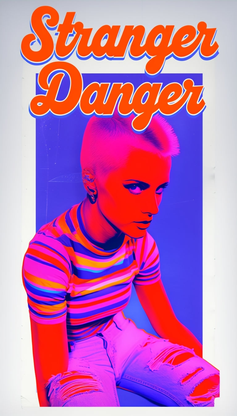 Vibrant Punk Rock Stranger Danger Retro Graphic T-Shirt