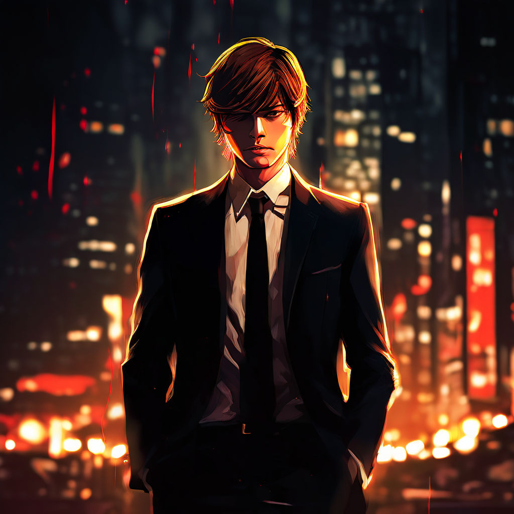 Light Yagami donning a sleek black suit by Prem raj - Playground