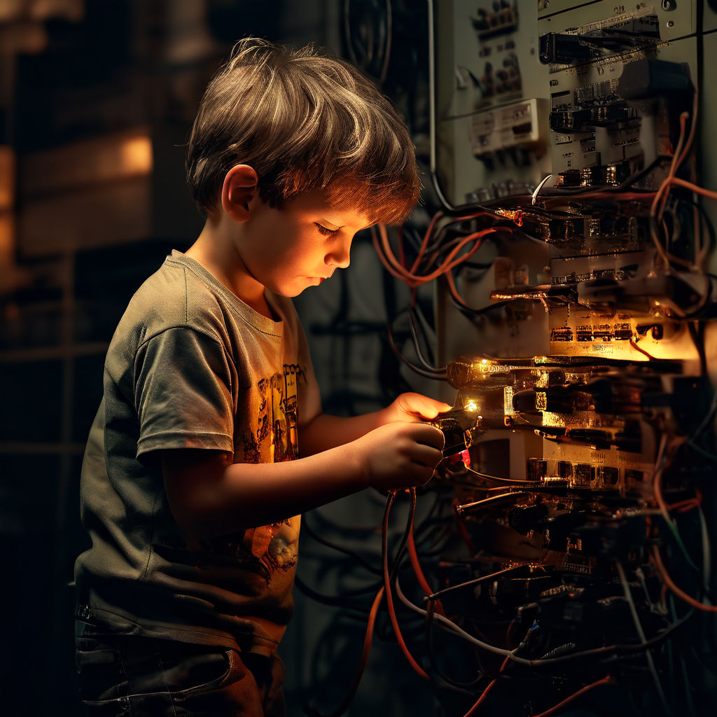 Boy handling electric switches by Prince David - Playground