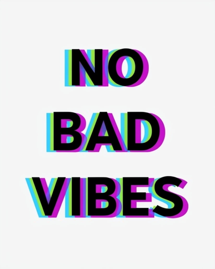 Colorful NO BAD VIBES Typography Design T-Shirt