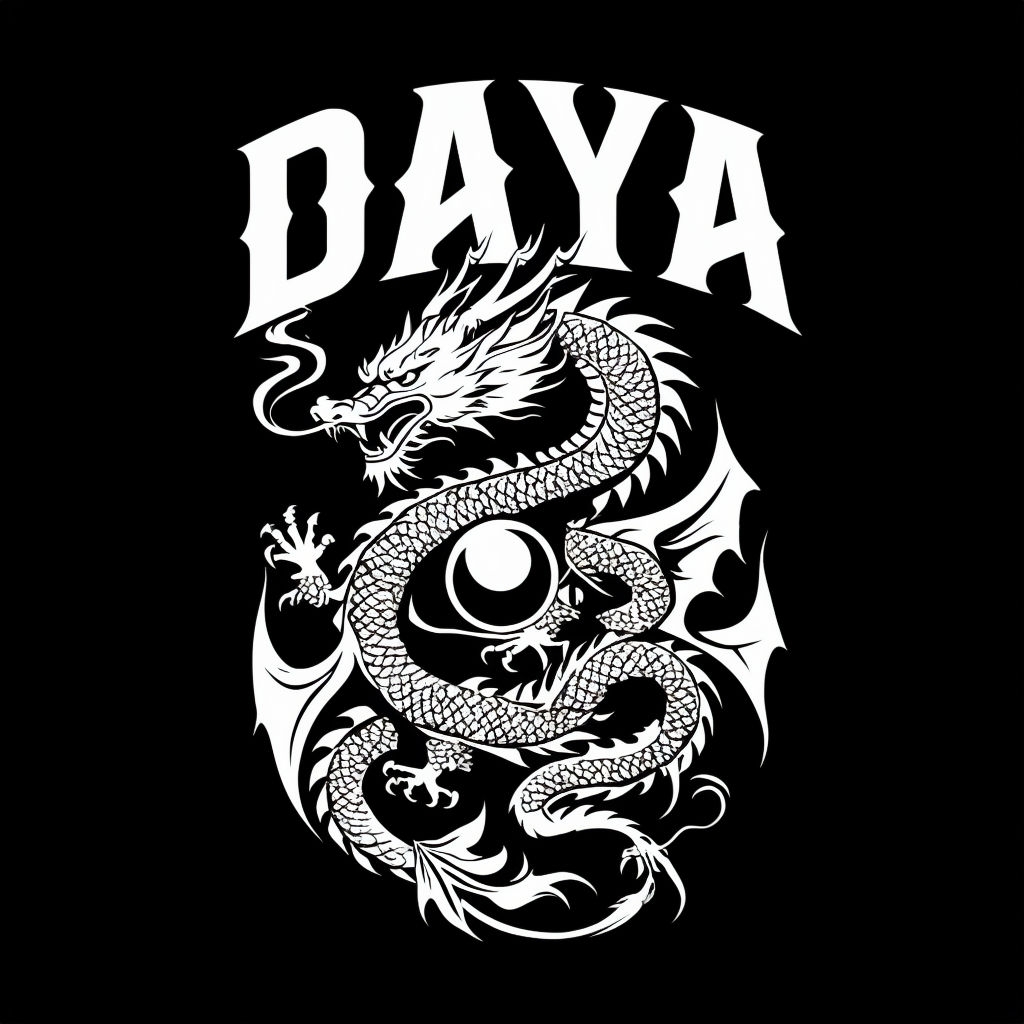 Bold Monochromatic White Dragon Illustration T-Shirt