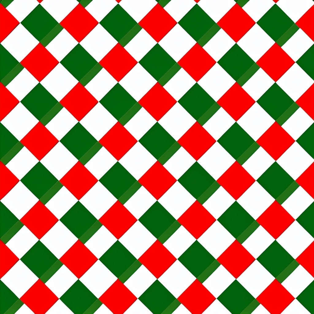 Festive Holiday Plaid Pattern in Green and Red Diamond Design Seamless Pattern