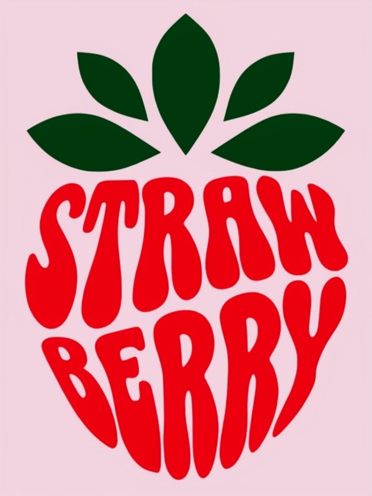 Playful Minimalist Strawberry Graphic Design T-Shirt