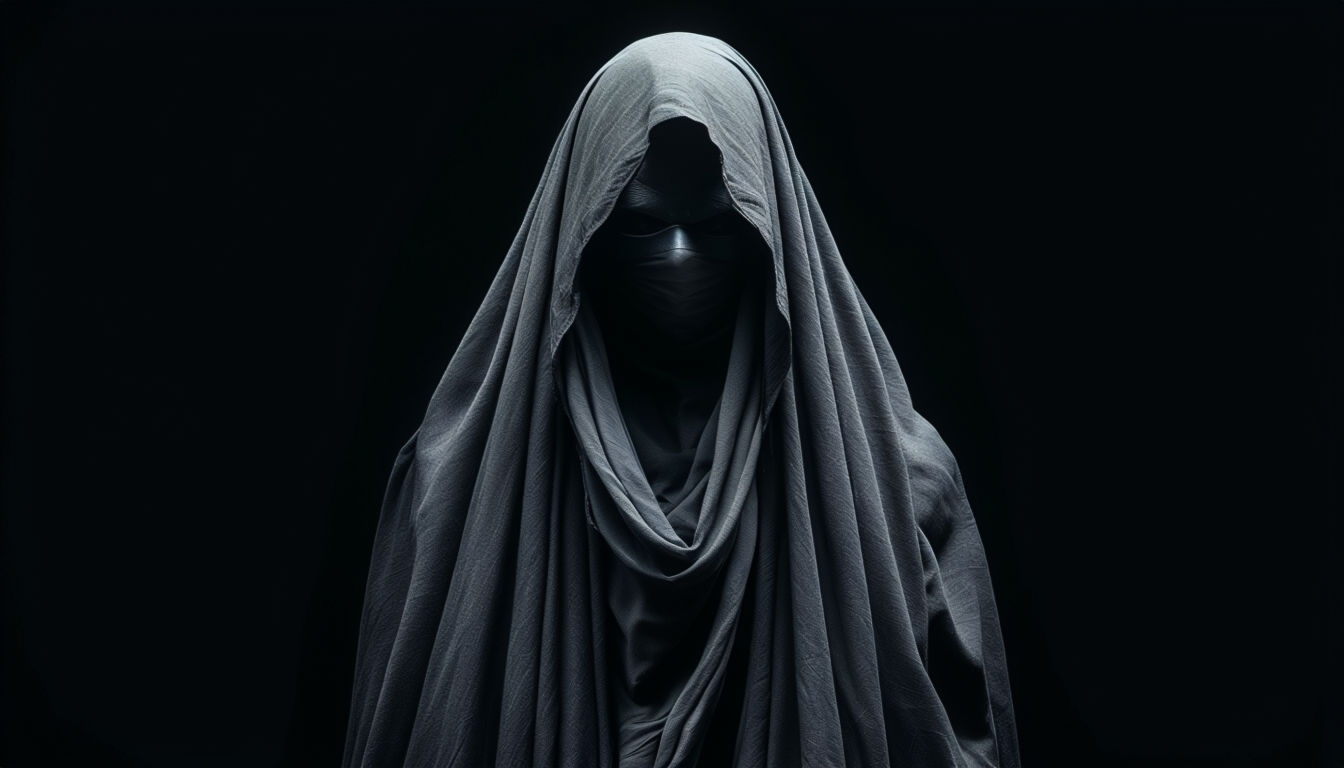 Mysterious Cloaked Figure in Shadows Portrait Background Virtual Backgrounds
