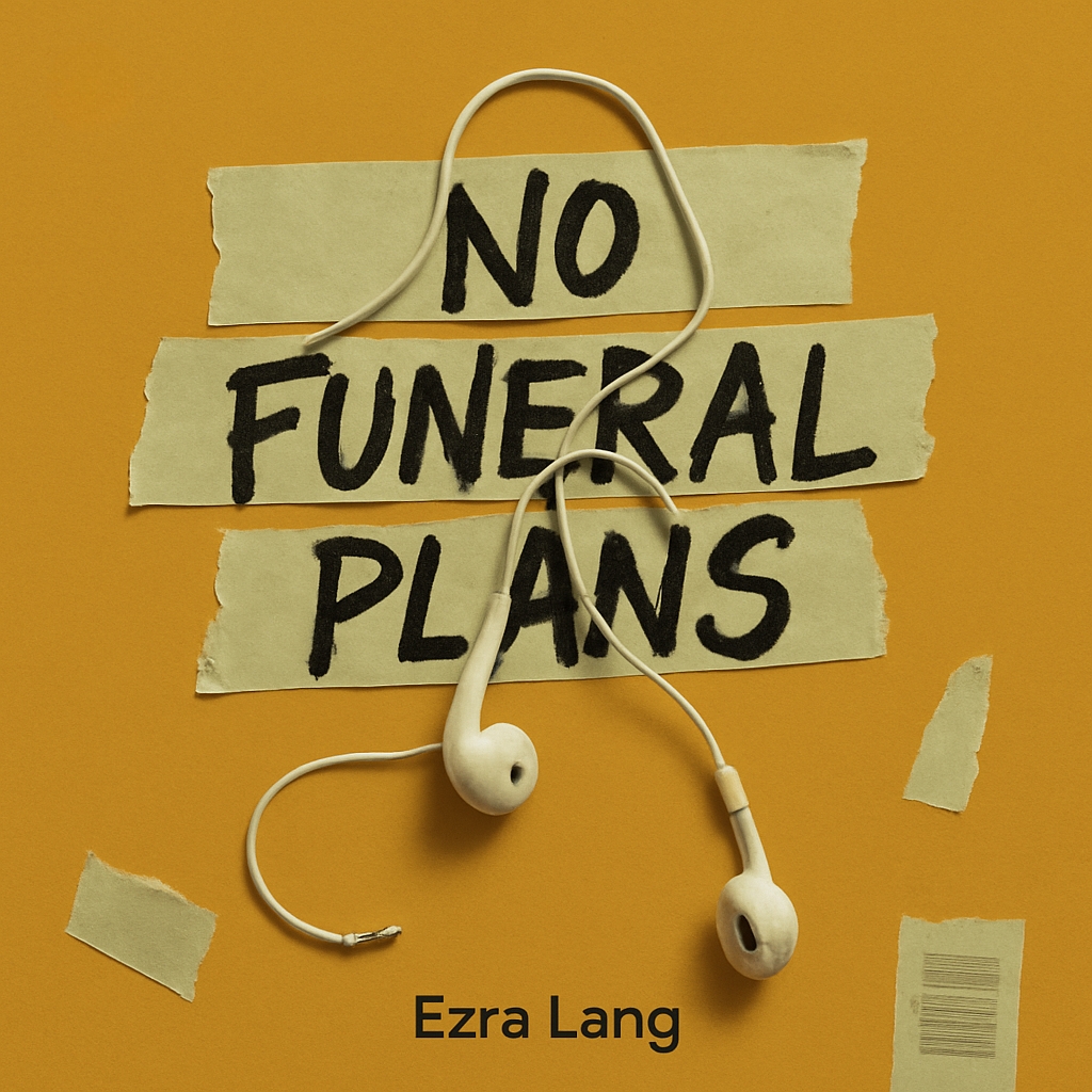 Minimalist Amber Tape Design with Earbuds by Ezra Lang Spotify Album Cover