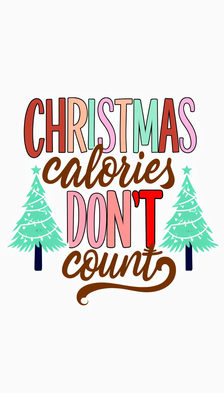 Humorous Christmas Calories Don't Count Graphic Art for Holiday Cheer Poster