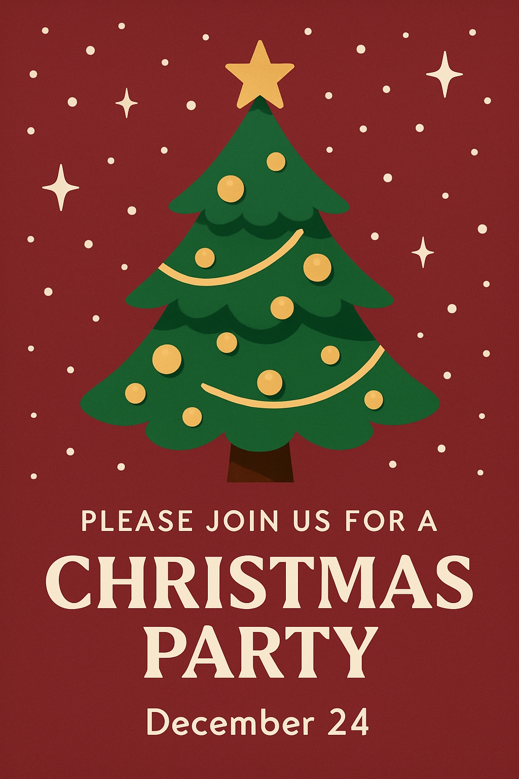 Festive Christmas Party Invitation with Elegant Evergreen Tree Card