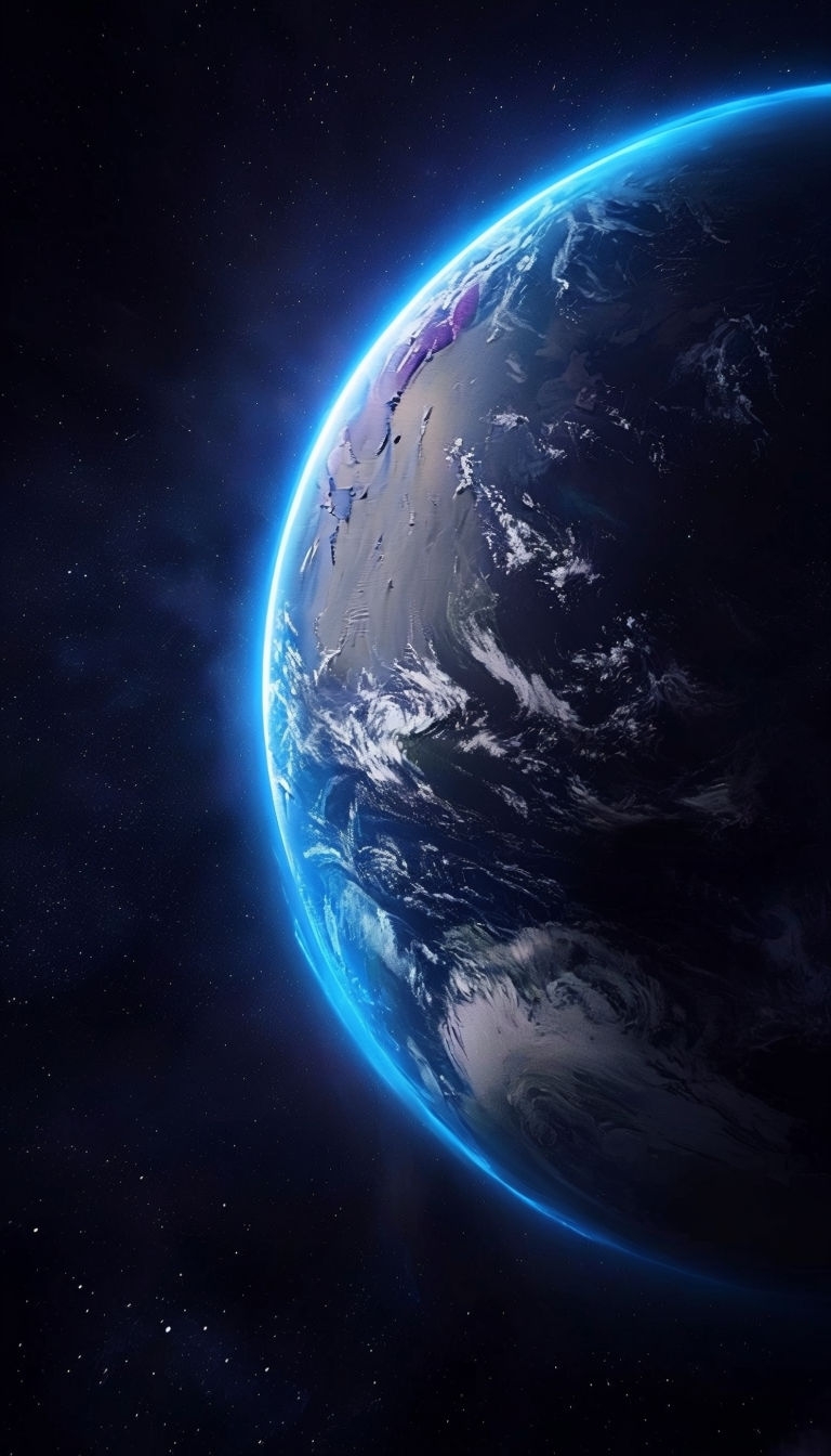 Illuminated Earth in Deep Space with Ethereal Glow Mobile Wallpaper