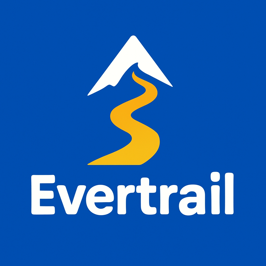 Minimalist Mountain Peak Logo with S-Shaped Trail Design