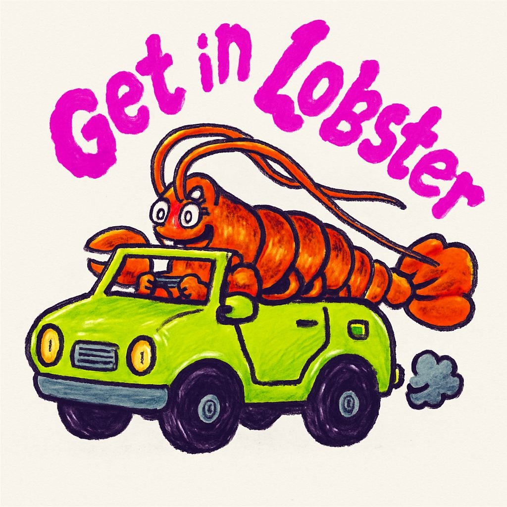 Whimsical Cartoon Lobster Driving a Car T-Shirt
