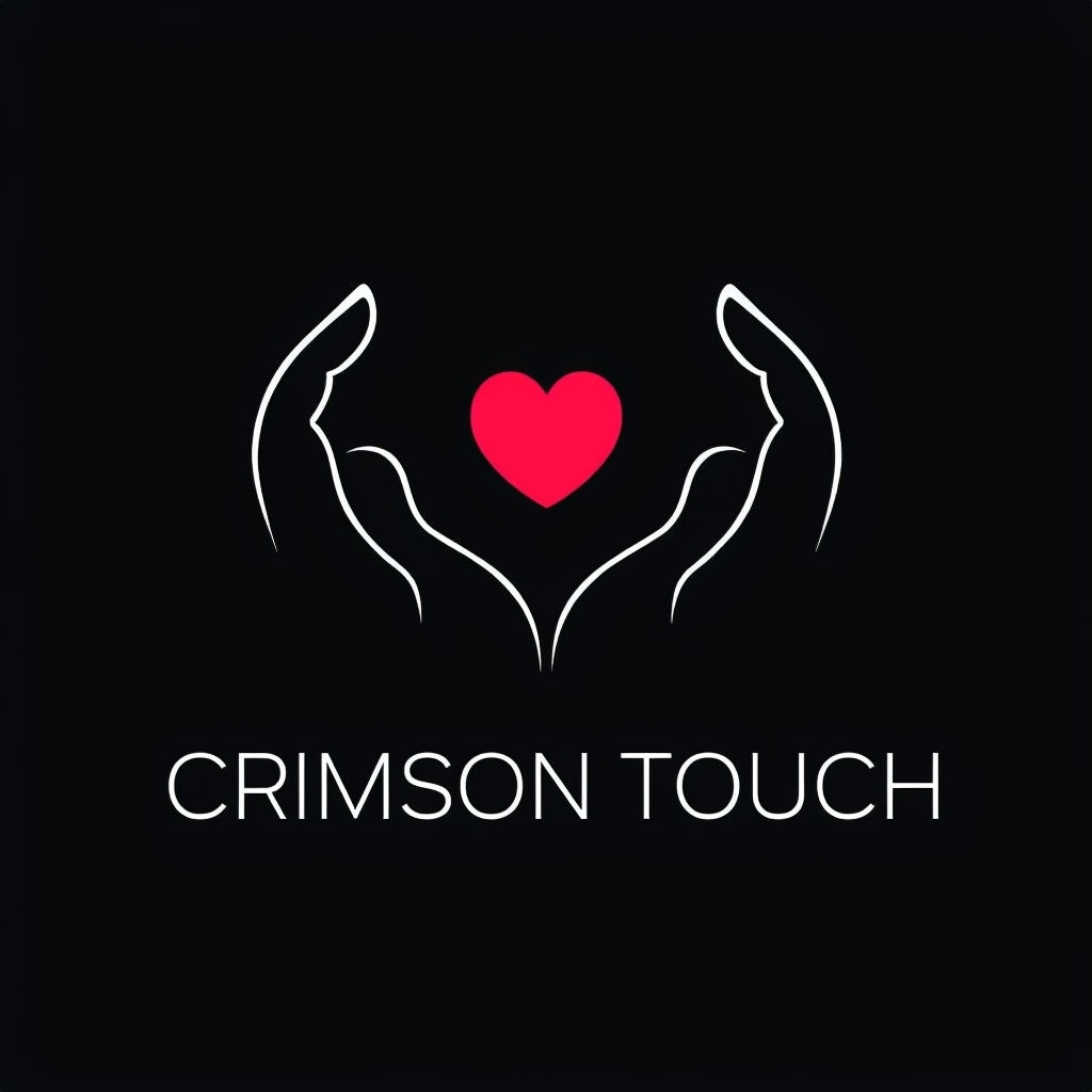 Minimalist Crimson Touch Logo Design with Abstract Elements Logo